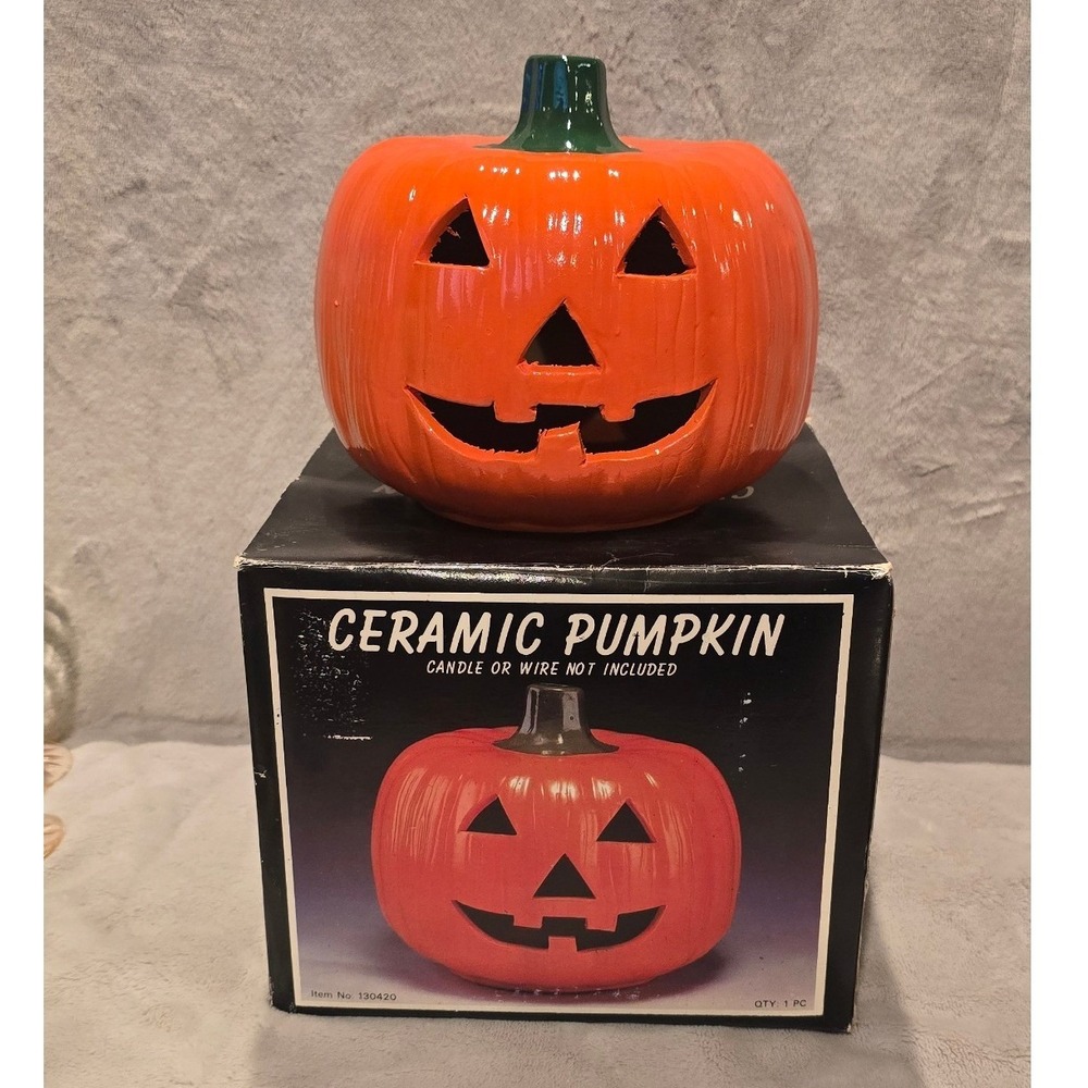 Vintage 1987 Great Western Trading Co Ceramic Halloween Jack-O-Lantern Pumpkin